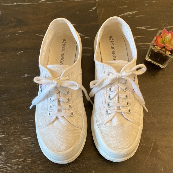 SUPERGA | Alpina white platform low canvas sneakers women’s 39 / US 8 - Picture 5 of 7